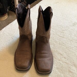 Ariat Men's Brown Pull-On Work Western Boots with Stitch Detail